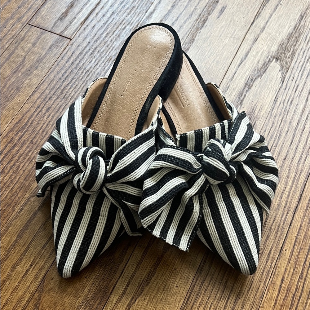 ASOS Black and White Striped Bow Mules